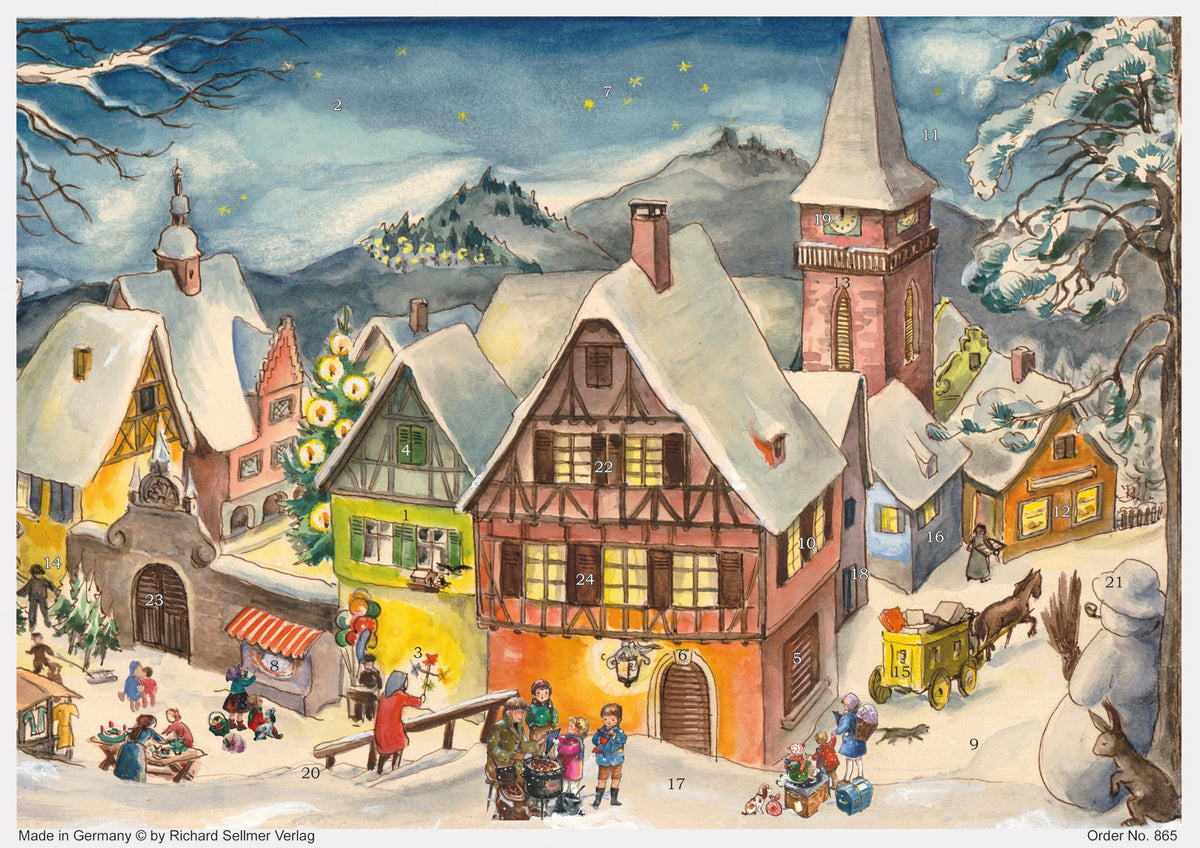 Adventskalender A4 „Verschneites Dorf“