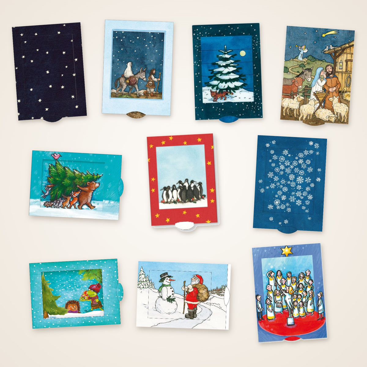 Weihnachtskarten Familienpack: 10 Lebende Karten der Bärenpresse