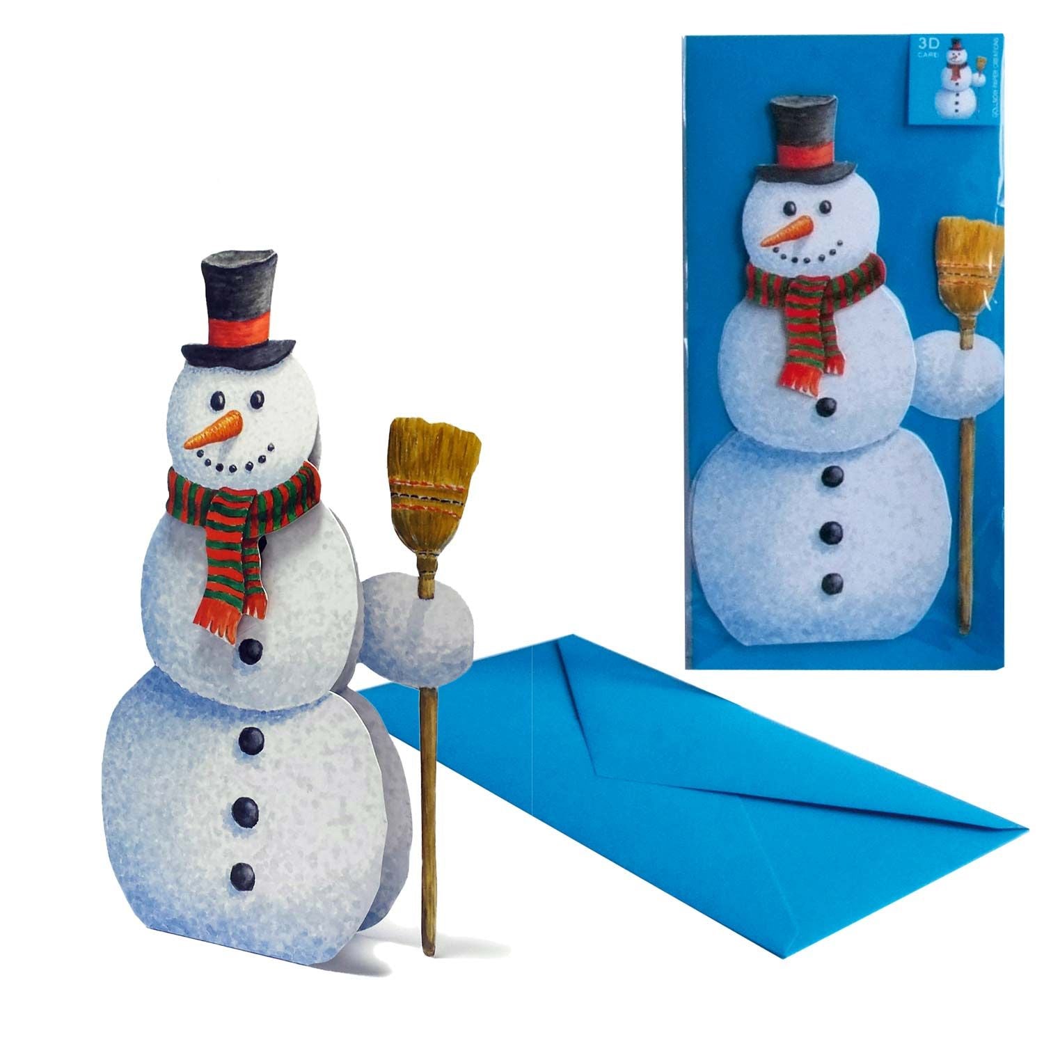 Carte pliante animal 3D "Bonhomme de neige"