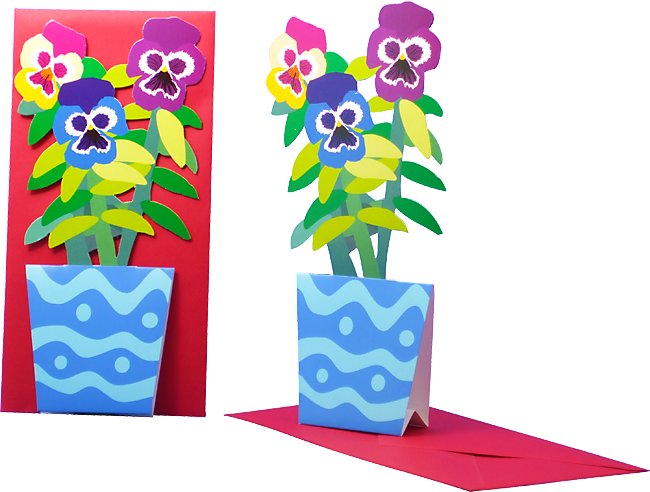 Carte fleur 3D "Pensée"
