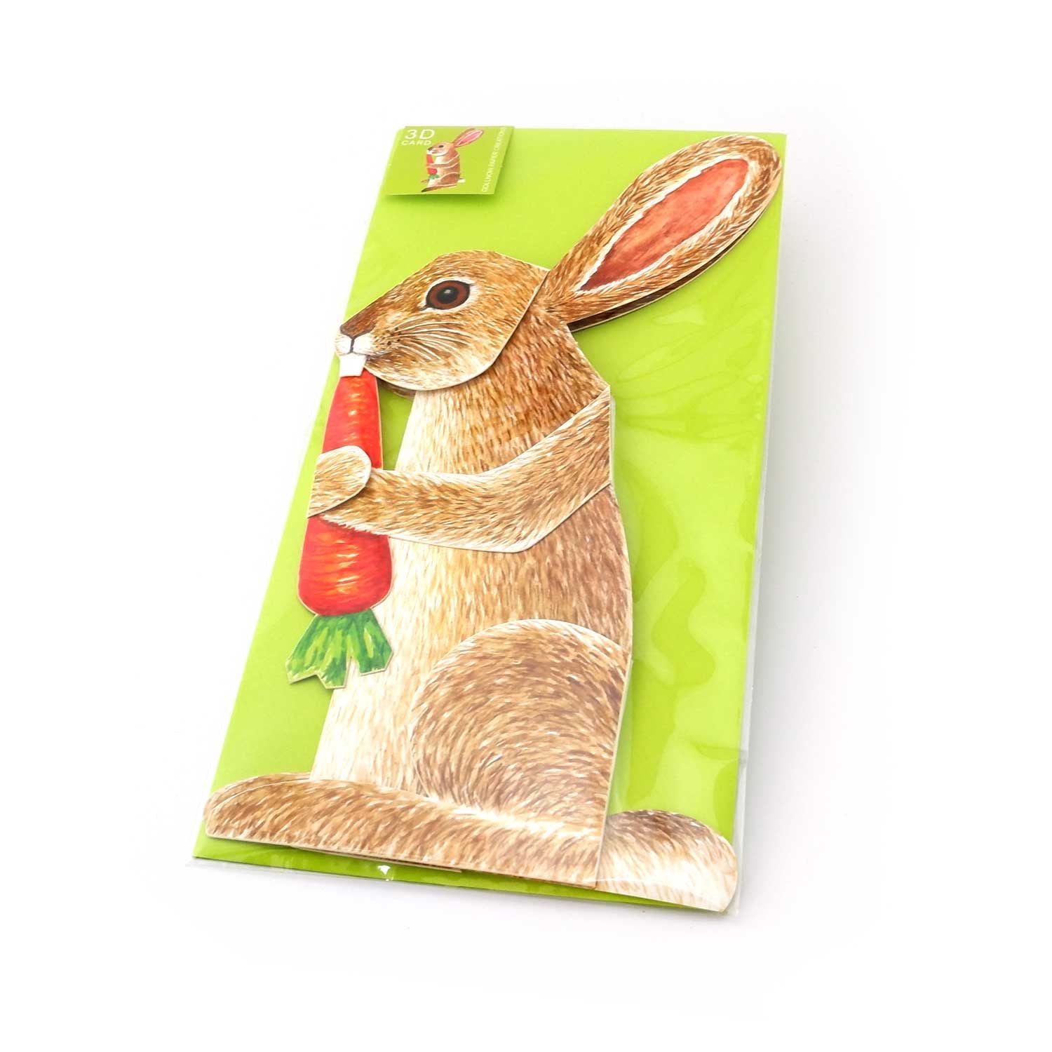 Carte pliante animal 3D "Lapin à la carotte"