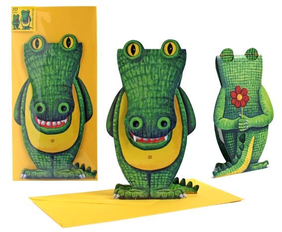 3D Tierfaltkarte "Krokodil