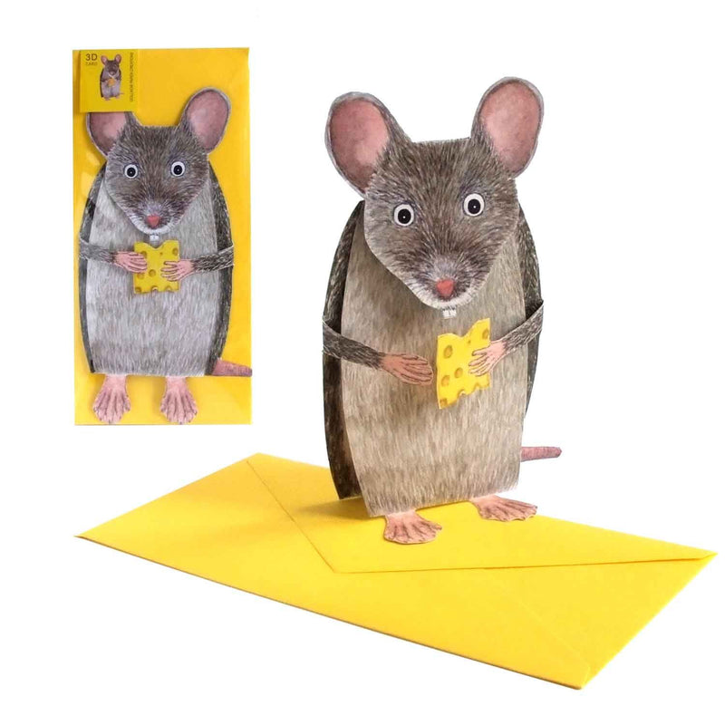 3D Tierfaltkarte "Maus mit Käse"