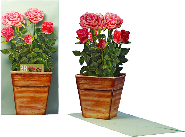 3D-Blumentopfkarte "Rosen"