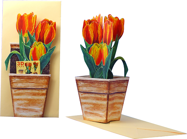 3D-Blumentopfkarte "Tulpen"