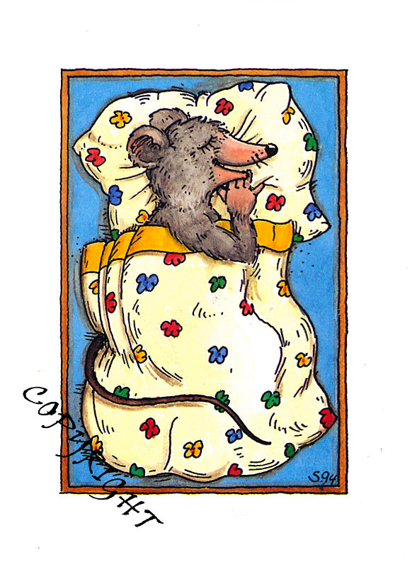 Postkarte Schlafende Maus